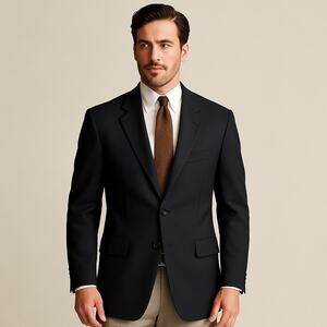 Lauren Ralph Lauren Mens Blazer 42L Black Wool Made in Canada Union Made Jacket